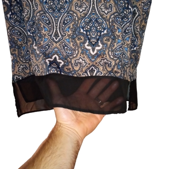 BoHo Geo Print Tunic Carol Rose Sheer Colorblock Hem Office Casual Plus Size 1X - Picture 4 of 7